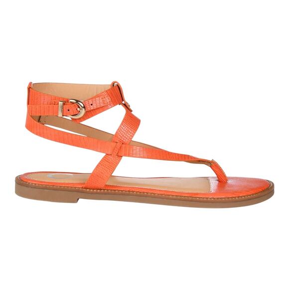 Journee Collection Women's Tangie Ankle Strap Flat Sandals Orange Size 10 M - Picture 2 of 4